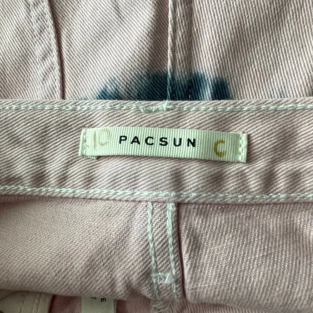 Pacsun Womens Jean Shorts 26 Ultra High Rise Vintage Short Button Fly Tie Dye